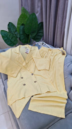 Ensemble blazer avec manches en lin naturel
