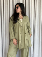 Ensemble blazer avec manches en lin naturel