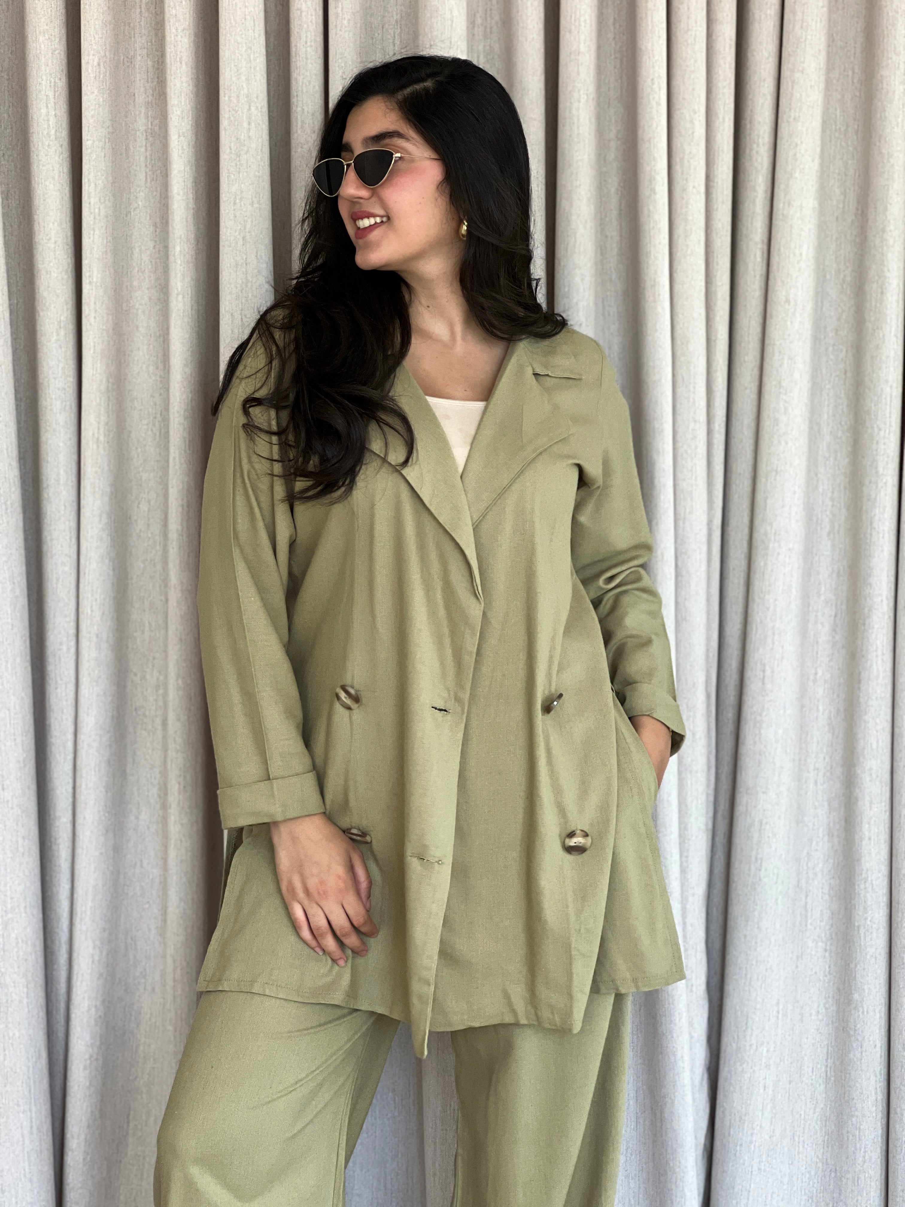 ENSEMBLE BLAZER EN LIN NATUREL