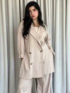 Ensemble blazer avec manches en lin naturel